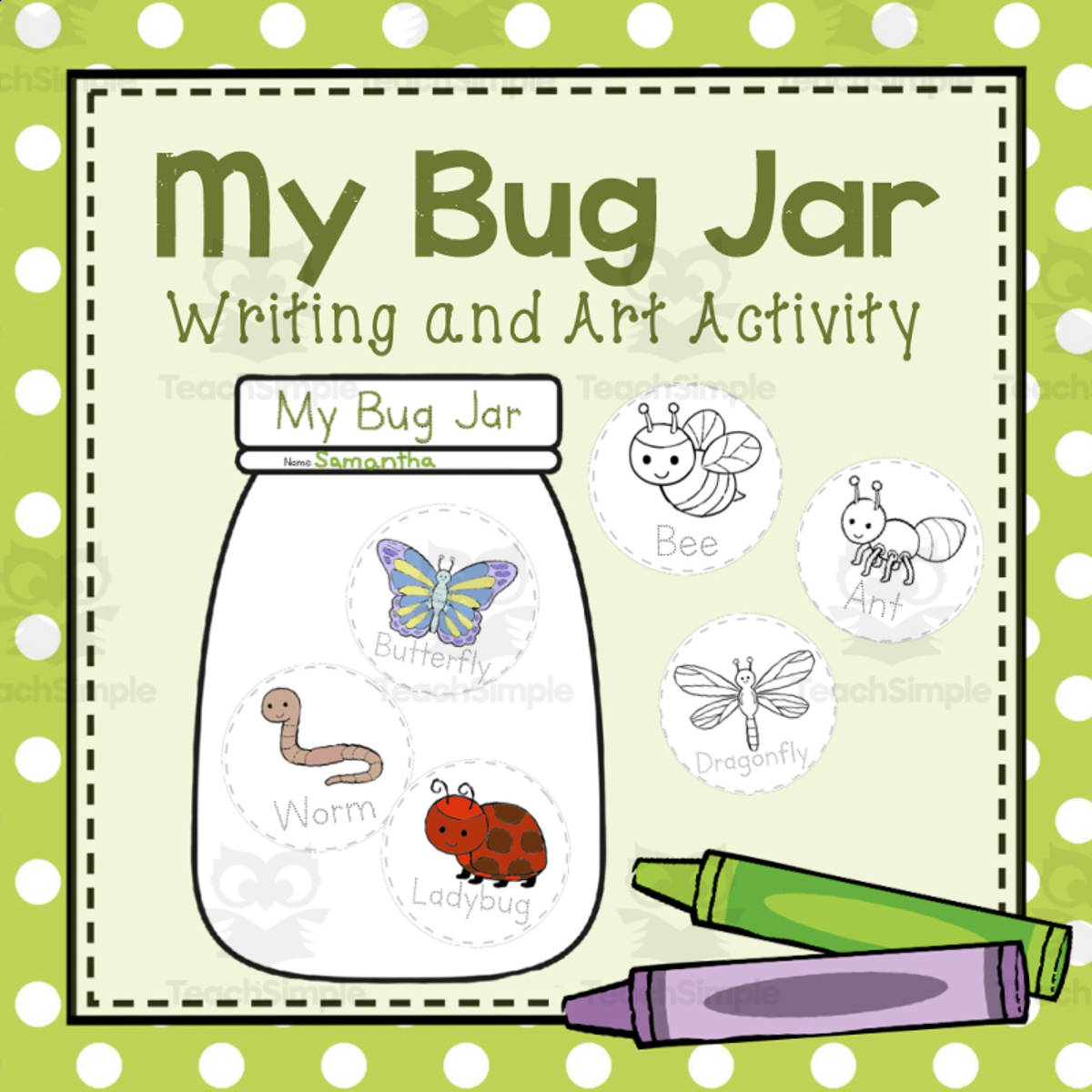An educational teaching resource from Simply Schoolgirl entitled My Bug Jar Writing & Art Activity downloadable at Teach Simple.