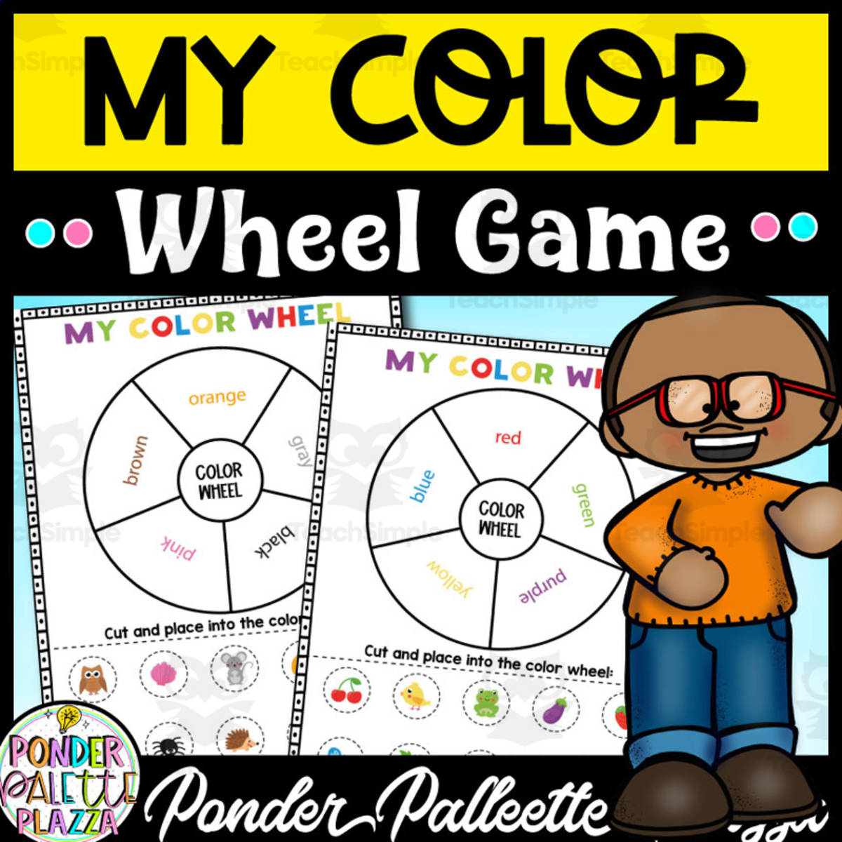 An educational teaching resource from Ponder Palette Plazza entitled My Color Wheel Game - Colors Activity downloadable at Teach Simple.