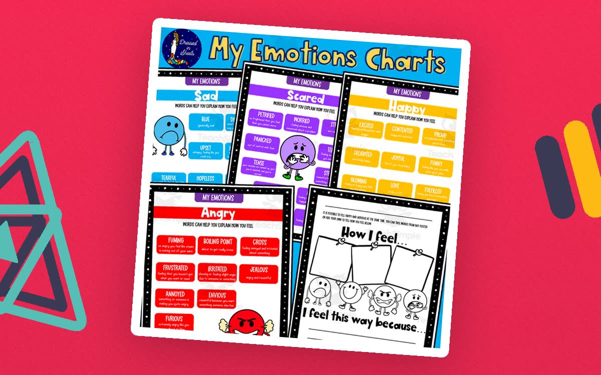 An educational teaching resource from Soumara Siddiqui entitled My Emotions Chart downloadable at Teach Simple.