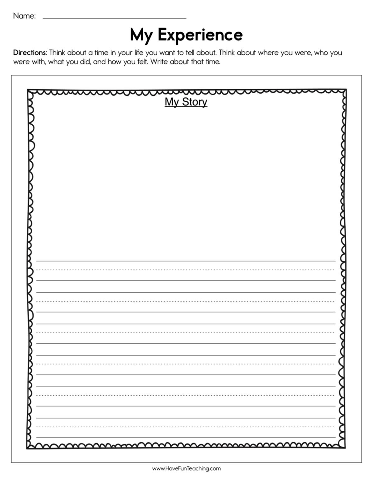 An educational teaching resource from Have Fun Teaching entitled My Experience Worksheet downloadable at Teach Simple.
