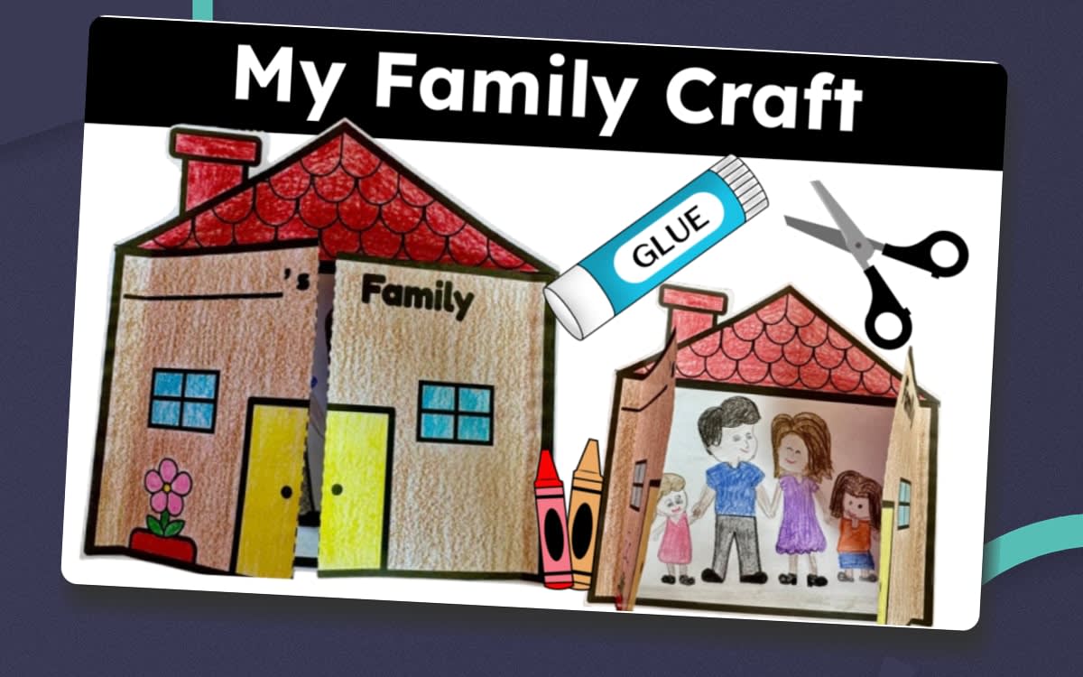 An educational teaching resource from CraftEdPrints entitled My Family Craft – All About Me Project downloadable at Teach Simple.