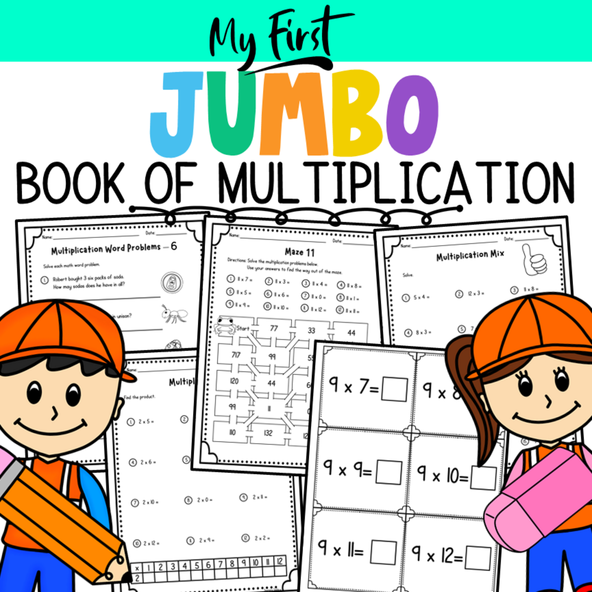 An educational teaching resource from Soumara Siddiqui entitled My First Jumbo Book of Multiplication downloadable at Teach Simple.