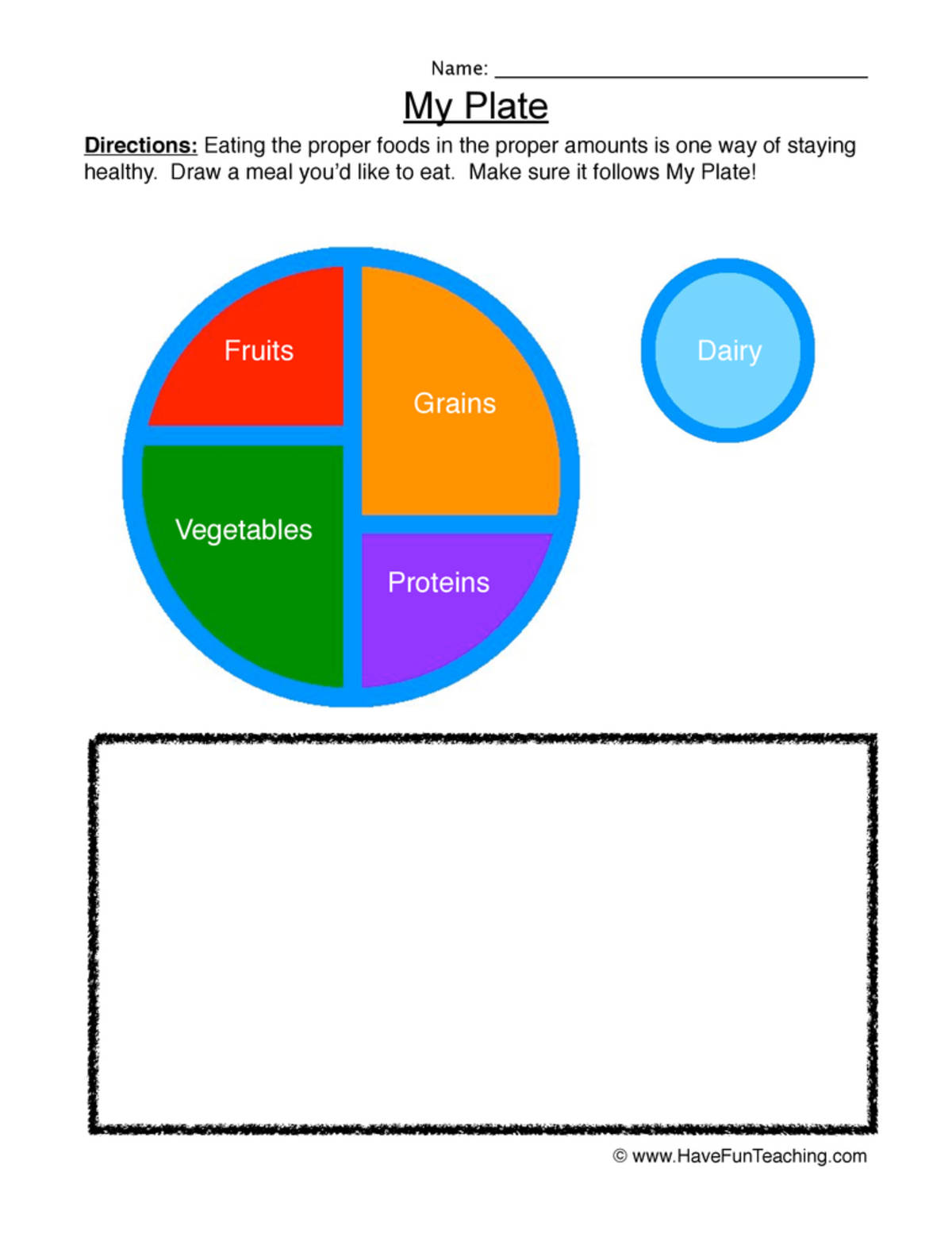 An educational teaching resource from Have Fun Teaching entitled My Plate Drawing Worksheet downloadable at Teach Simple.
