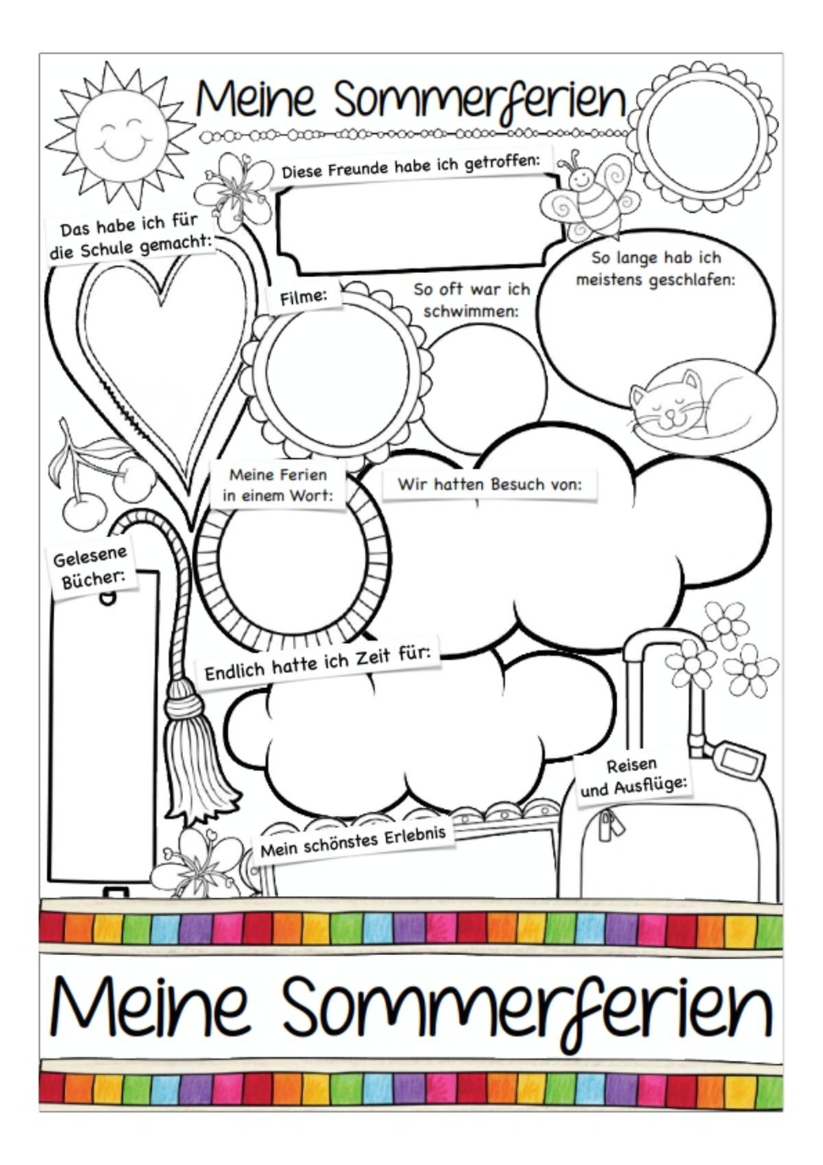An educational teaching resource from Better Teaching Resources entitled My Summer Worksheet (German) downloadable at Teach Simple.