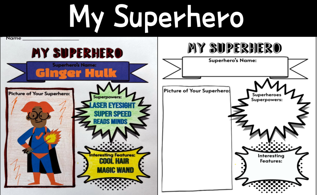 An educational teaching resource from CraftEdPrints entitled My Superhero Activity downloadable at Teach Simple.