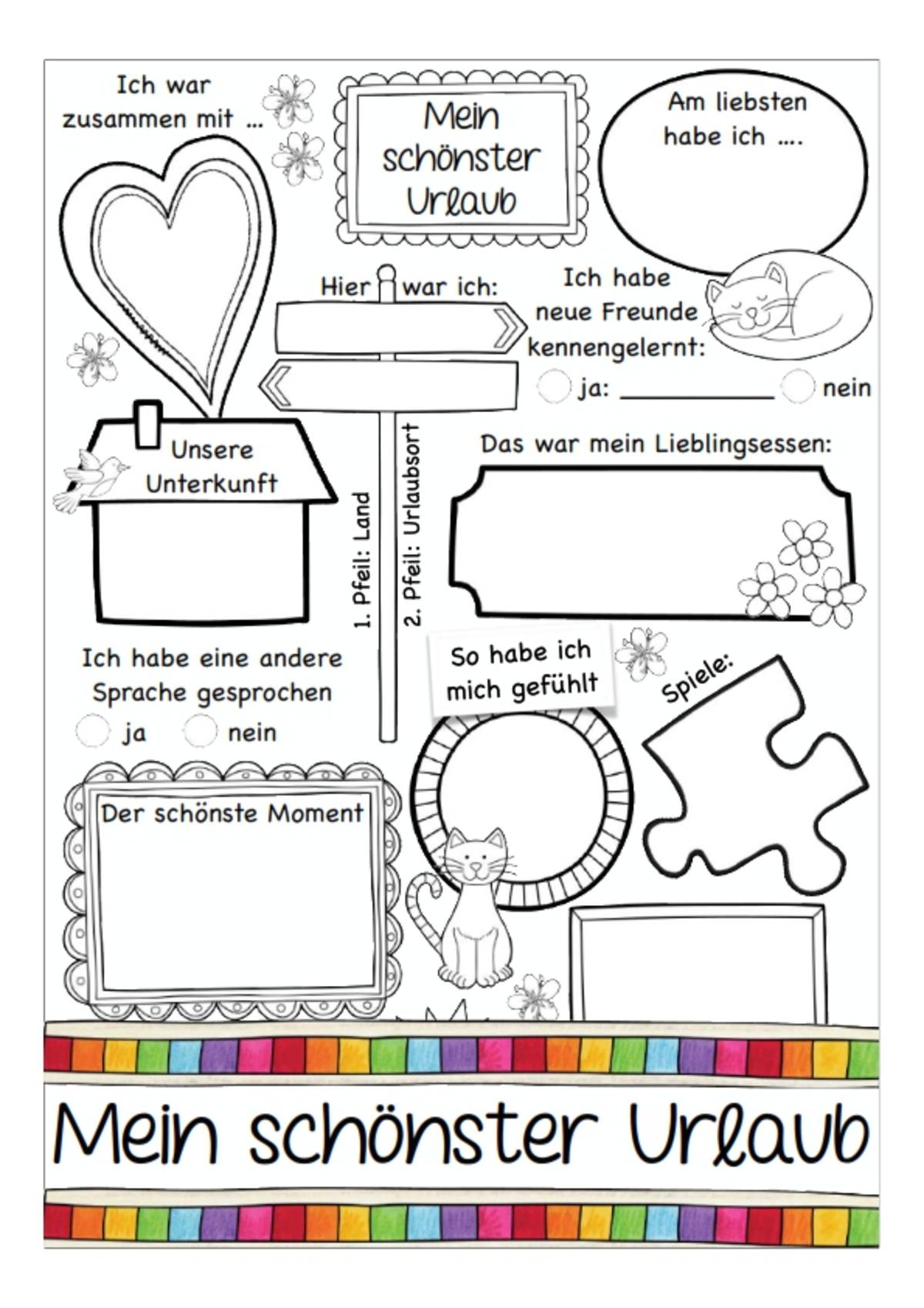 An educational teaching resource from Better Teaching Resources entitled My Vacation ( German Worksheet) downloadable at Teach Simple.