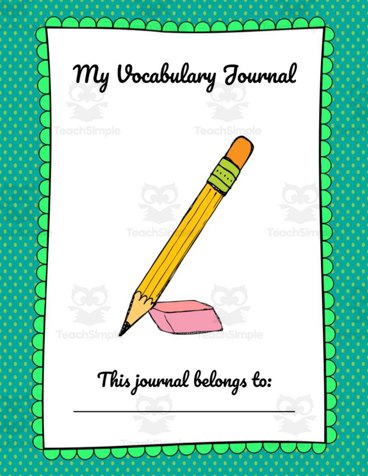 An educational teaching resource from Hook Learn and Tinker entitled My Vocabulary Journal – Cross-Subject Printable downloadable at Teach Simple.