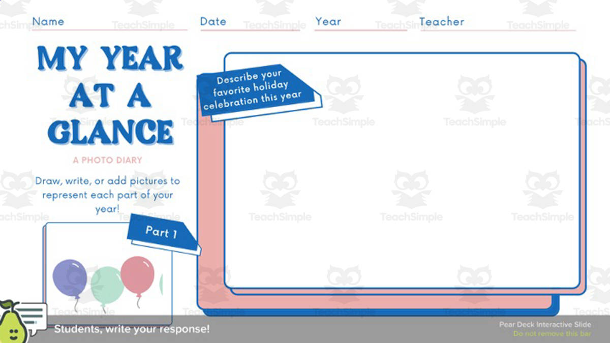 An educational teaching resource from Joyful Noise Teaching entitled My Year at a Glance | A Photo Diary downloadable at Teach Simple.