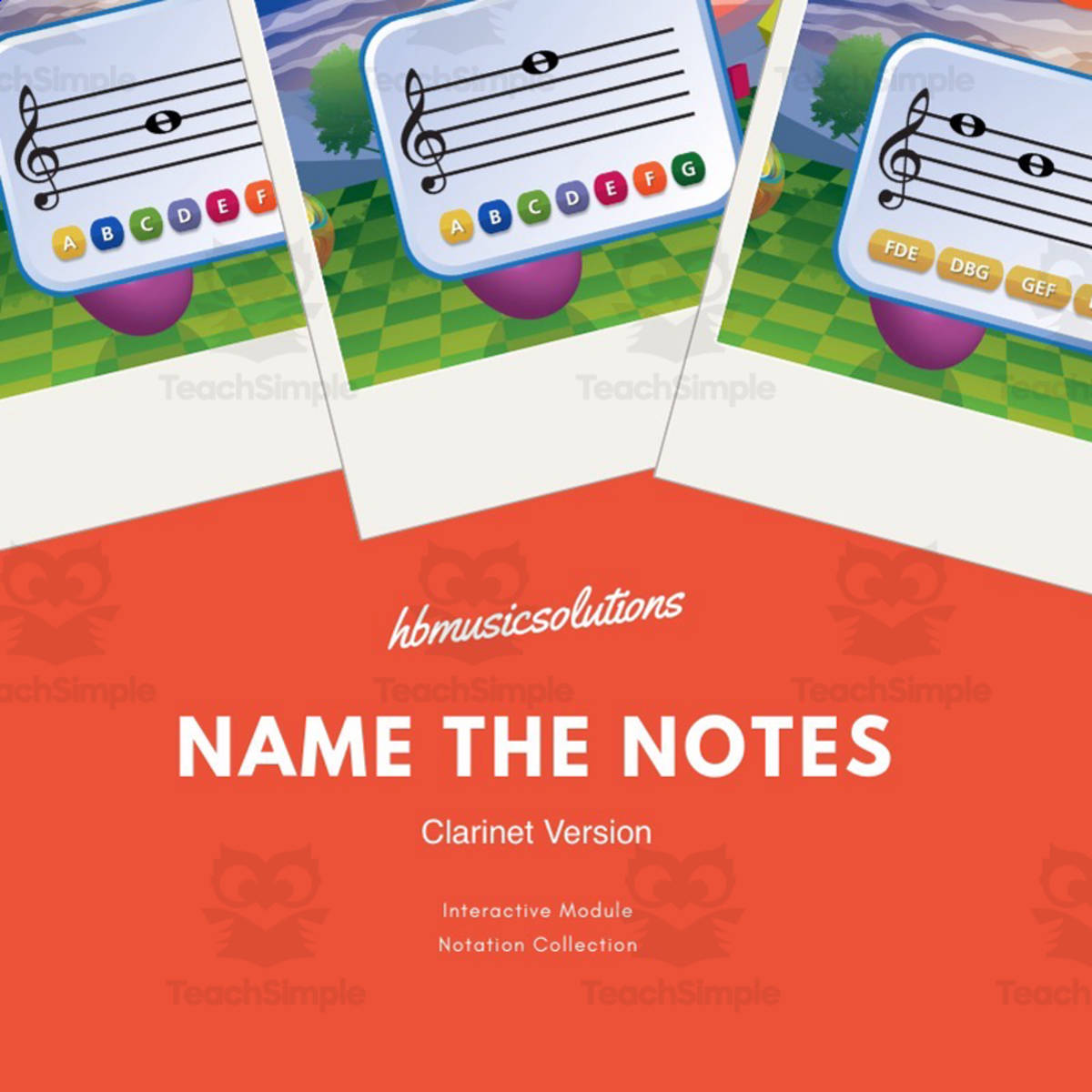 An educational teaching resource from Hbmusicsolutions's Shop entitled Name The Notes | Interactive Musical Notation Activity downloadable at Teach Simple.