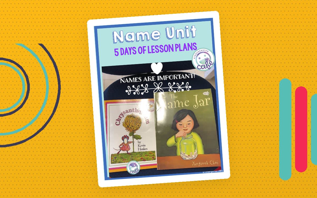 An educational teaching resource from Kindergarten Cafe entitled Name Unit - Five Day Lesson Plan Bundle | Book Companion Activities downloadable at Teach Simple.