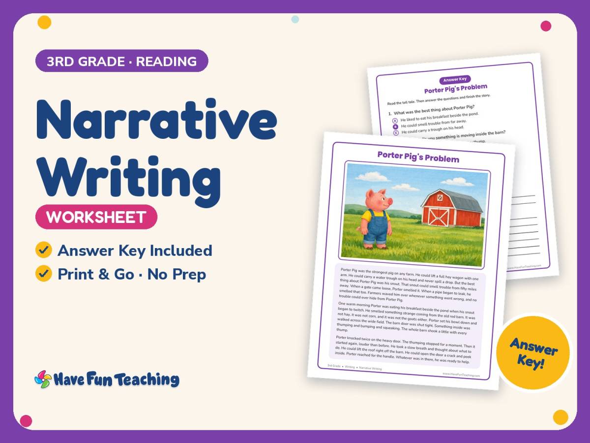 Narrative Writing Worksheet – 3rd Grade Predictions Practice preview