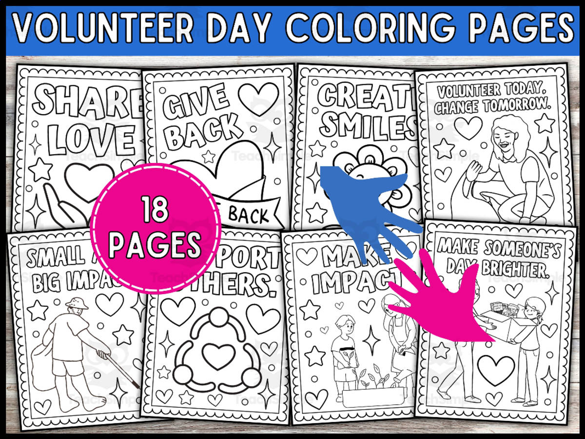 An educational teaching resource from Wonderland School entitled National Volunteer Month Coloring Pages For Kids downloadable at Teach Simple.