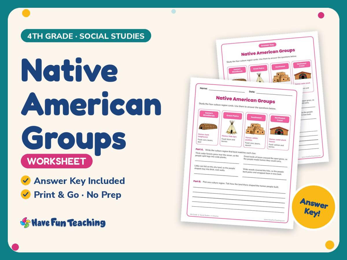 Native American Groups Worksheet – 4th Grade History Practice preview