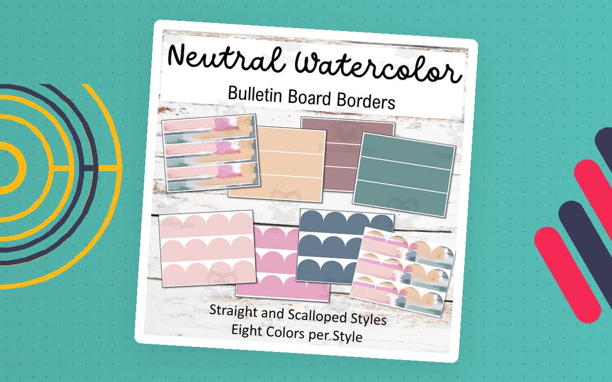 An educational teaching resource from Maude in the Middle entitled Neutral Watercolor Bulletin Board Borders downloadable at Teach Simple.