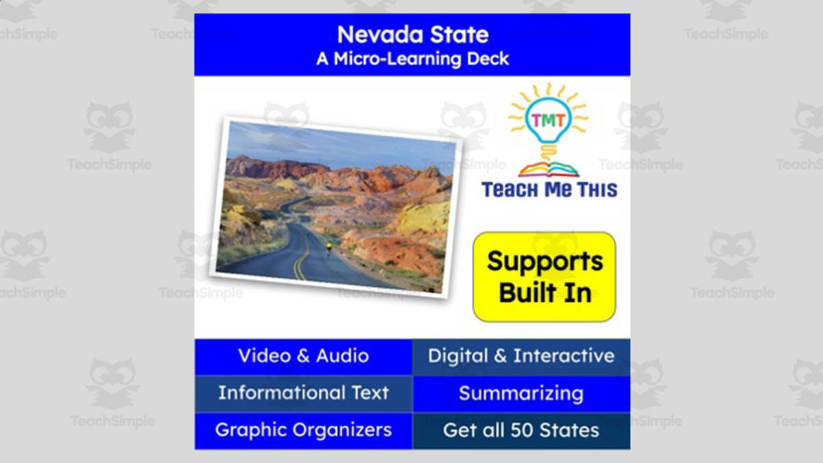 An educational teaching resource from Teach Me This entitled Nevada: A Micro-Learning Deck | Digital Geography Lesson downloadable at Teach Simple.