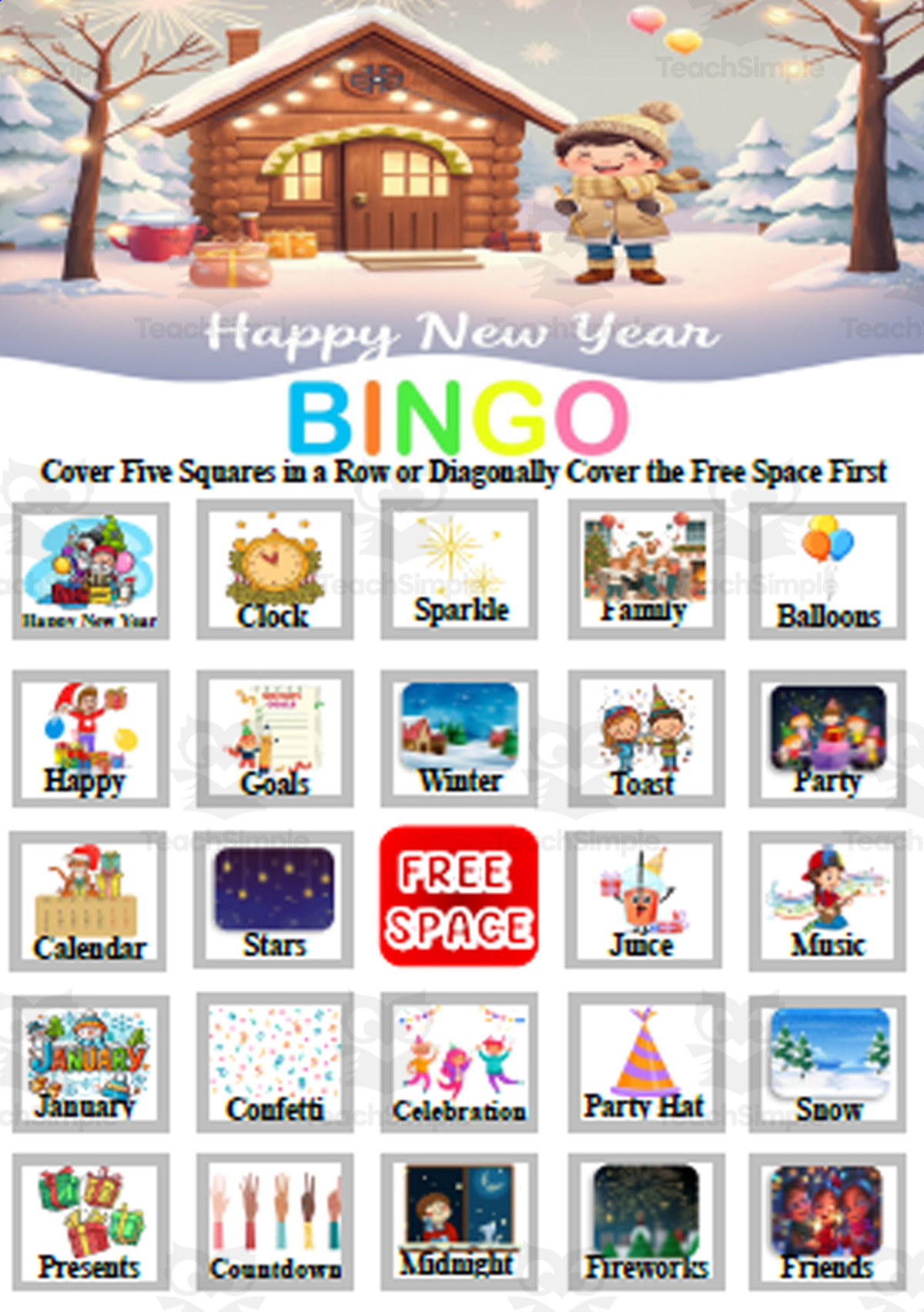 New Year Bingo Game Engaging Activitiy Fun for Kindergarten preview