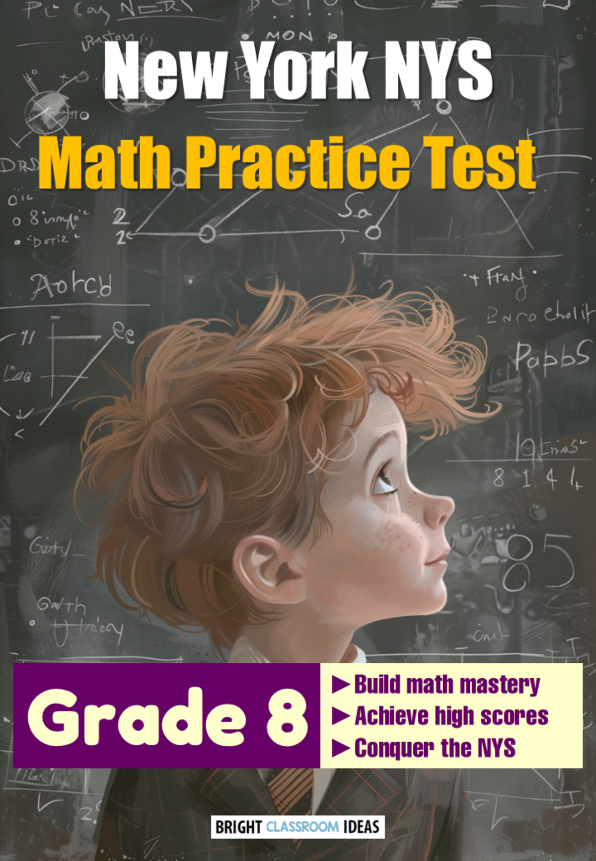 An educational teaching resource from Bright Classroom Ideas Marketplace entitled New York NYS Math Practice Test for Grade 8 downloadable at Teach Simple.