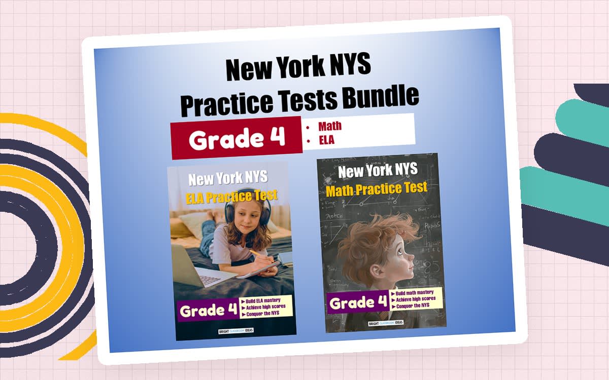 An educational teaching resource from Bright Classroom Ideas Marketplace entitled New York NYS Practice Tests Bundle for Grade 4 downloadable at Teach Simple.