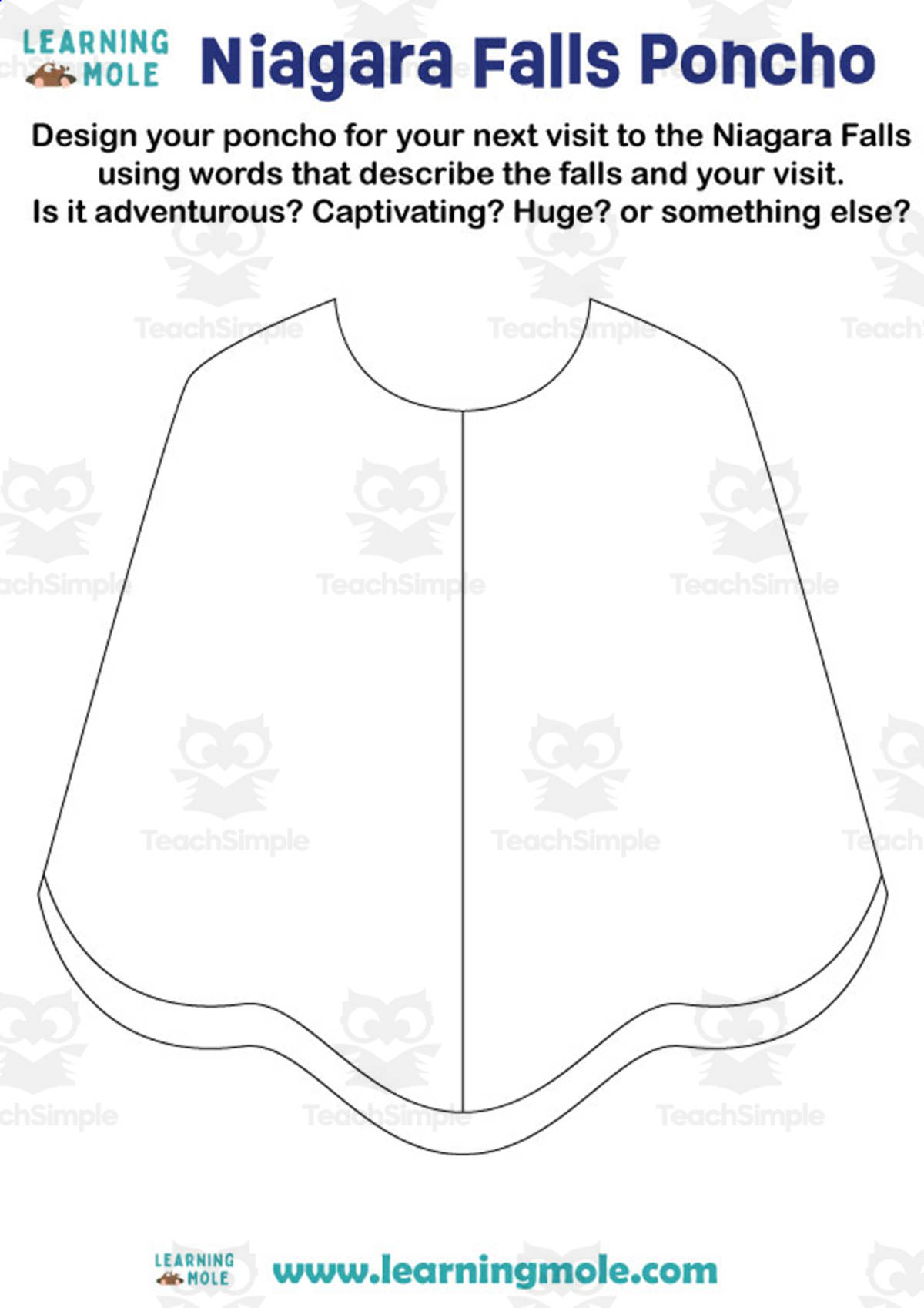 An educational teaching resource from Educational Voice entitled Niagara Falls Activity downloadable at Teach Simple.