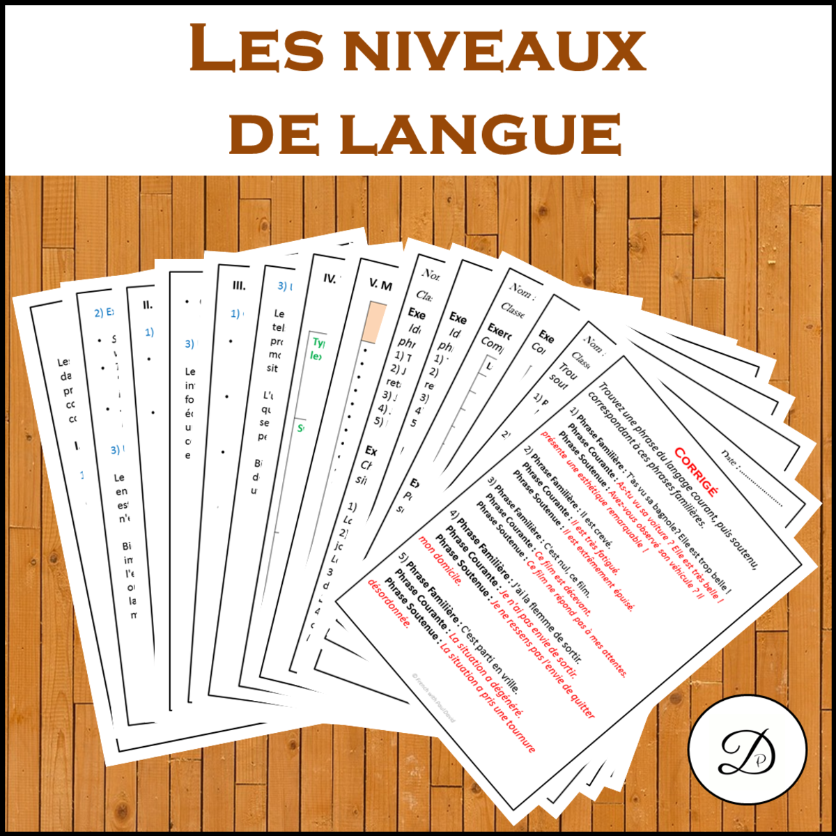 An educational teaching resource from French with Paul David entitled Niveaux de langue ( registres de langue ) - Explications et exercices downloadable at Teach Simple.