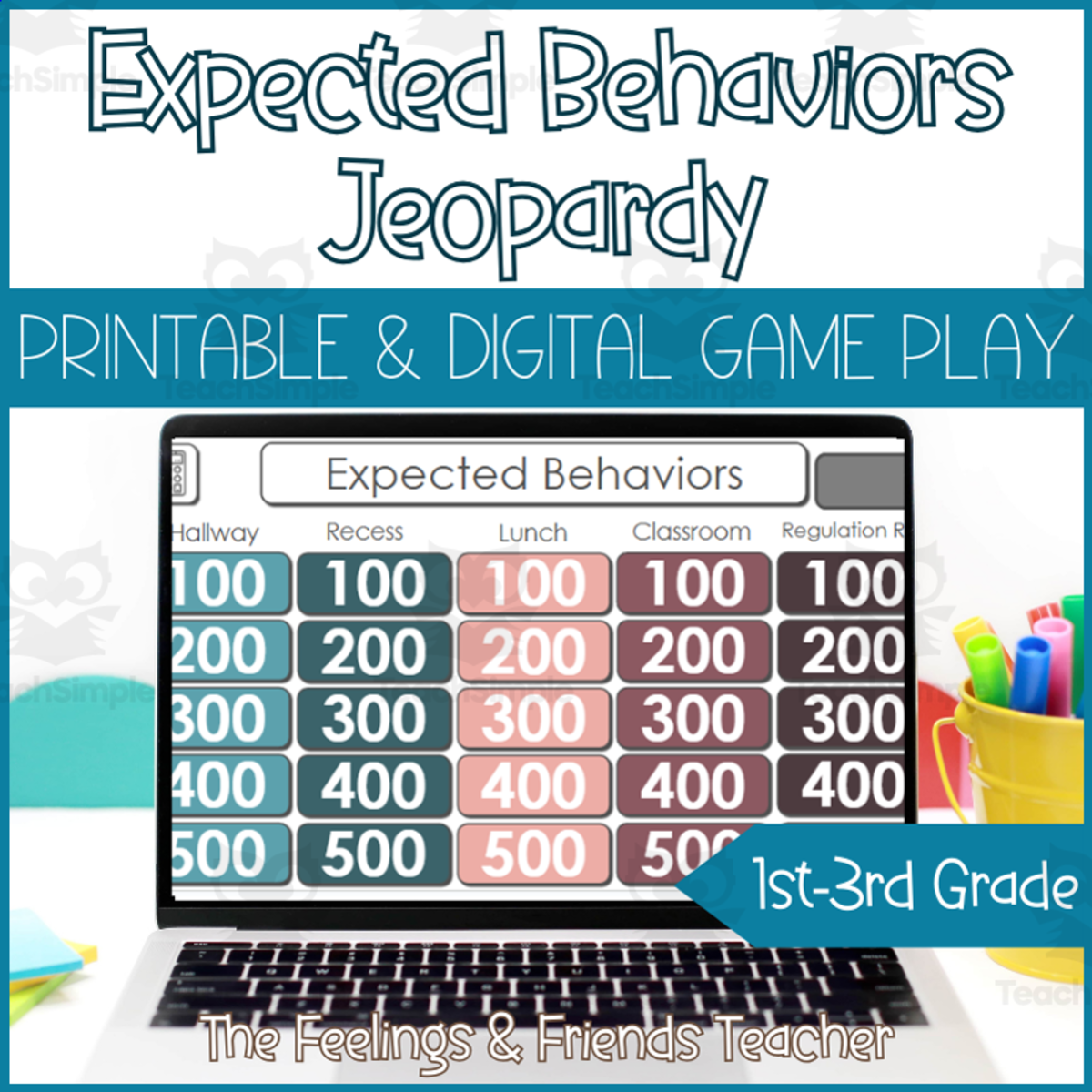 An educational teaching resource from The Feelings and Friends Teacher entitled No-Prep Digital Expected vs. Unexpected Behaviors Jeopardy Review Game downloadable at Teach Simple.