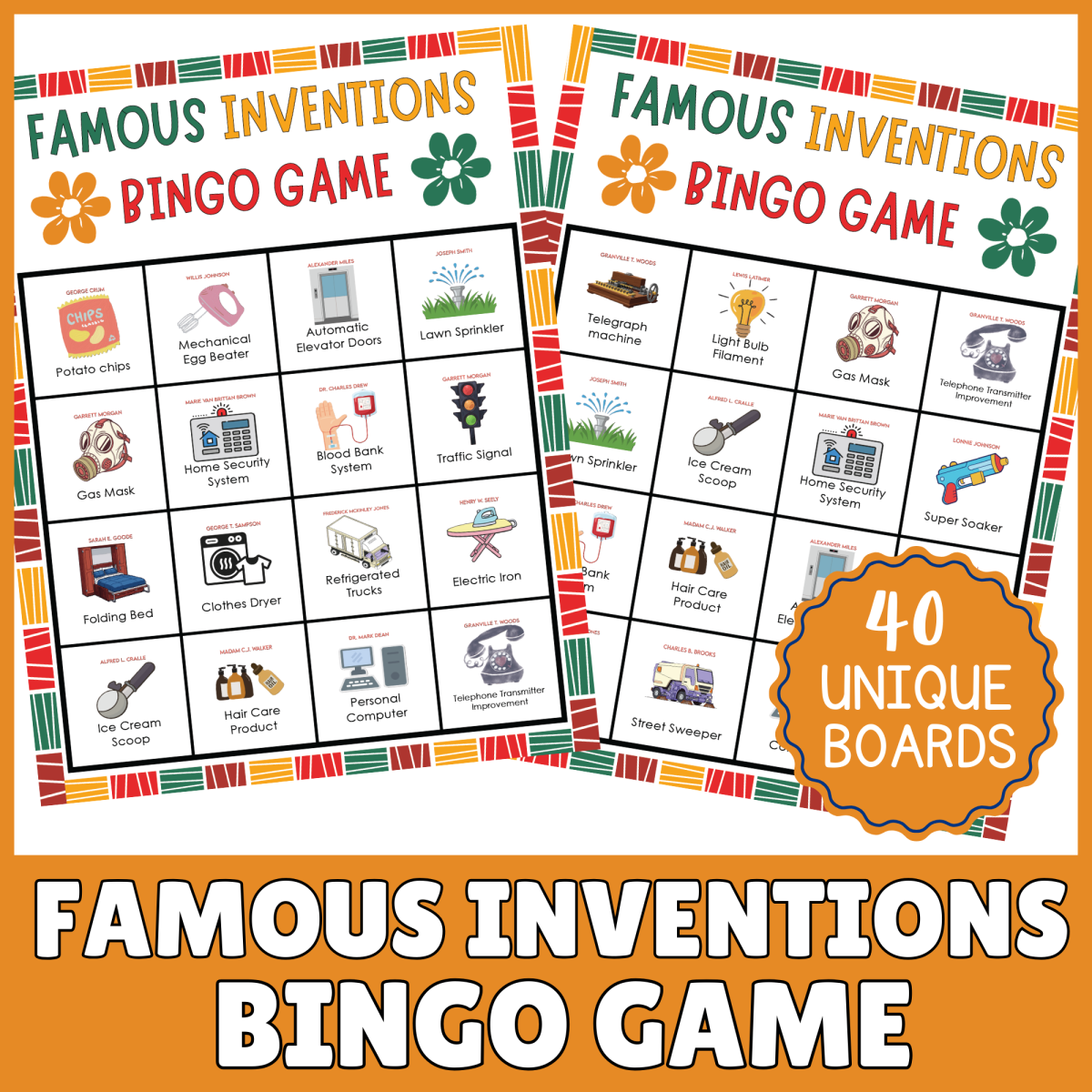 An educational teaching resource from Perfect_Printables entitled No Prep Famous African American Inventions Bingo | Black History Month downloadable at Teach Simple.