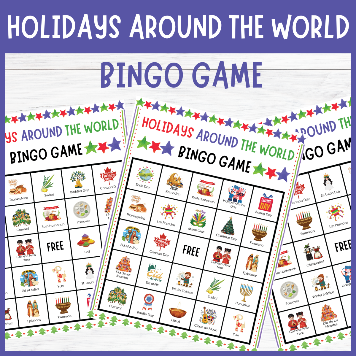 An educational teaching resource from Perfect_Printables entitled No Prep Holidays Around the World Bingo Game Classroom Activities downloadable at Teach Simple.