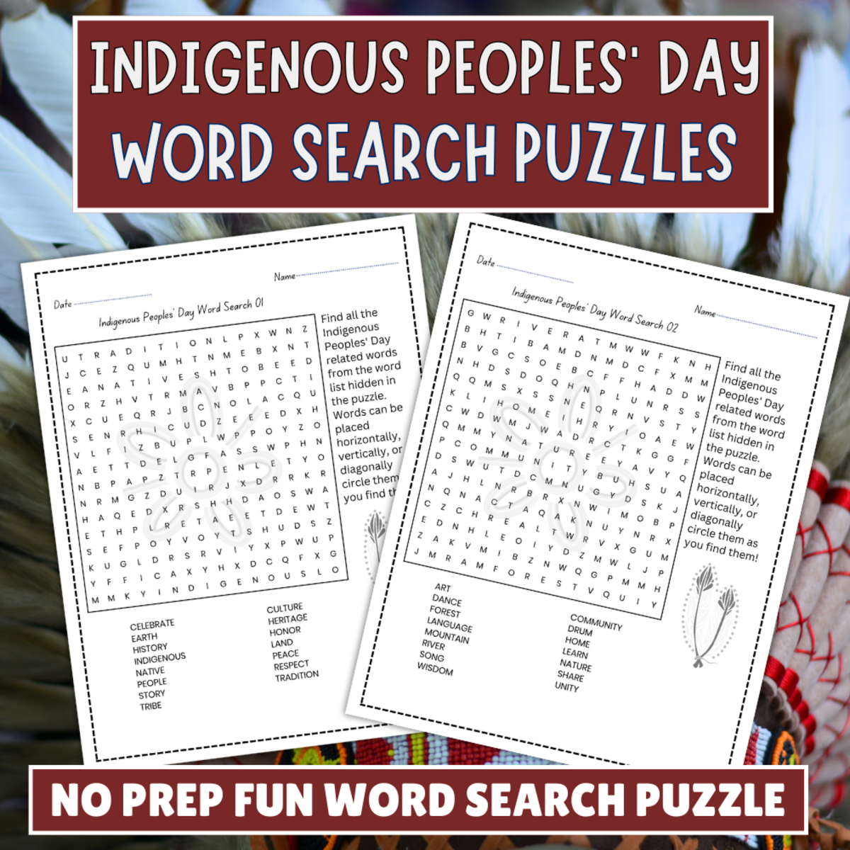 An educational teaching resource from Perfect_Printables entitled No Prep Indigenous Peoples Day Word Search Puzzle Activity Worksheet downloadable at Teach Simple.