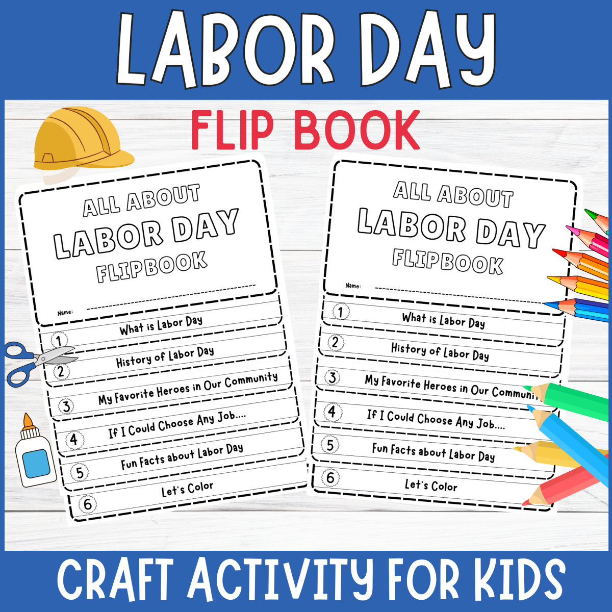 An educational teaching resource from Perfect_Printables entitled No Prep Labor Day Flipbook | Community Helpers Prompt Writing & DIY downloadable at Teach Simple.