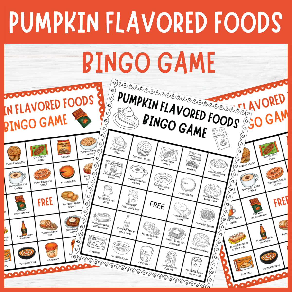 An educational teaching resource from Perfect_Printables entitled No Prep Pumpkin Flavored Foods Thanksgiving Day Bingo Game downloadable at Teach Simple.