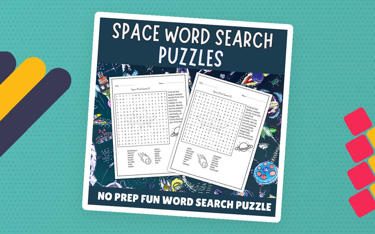 An educational teaching resource from Perfect_Printables entitled No Prep Space Word Search, Solar system, planets Astronomy Puzzles downloadable at Teach Simple.