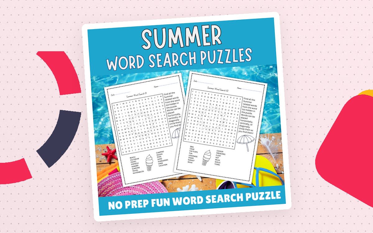 An educational teaching resource from Perfect_Printables entitled No Prep Summer Word Search , Early Finisher Activity Puzzle Pack downloadable at Teach Simple.