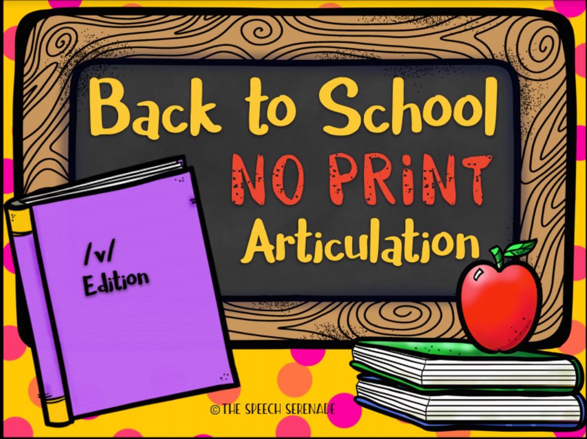 An educational teaching resource from Intrepid Speech Therapy Materials entitled NO PRINT Back to School Articulation - V Edition for Distance Learning downloadable at Teach Simple.