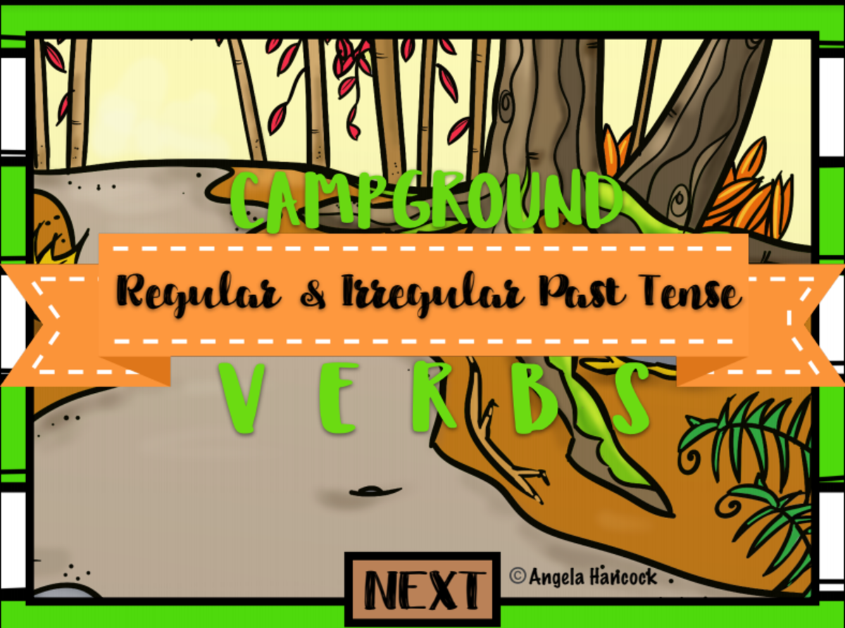 An educational teaching resource from Intrepid Speech Therapy Materials entitled NO PRINT Camping Regular & Irregular Past Tense Verbs Distance Learning downloadable at Teach Simple.