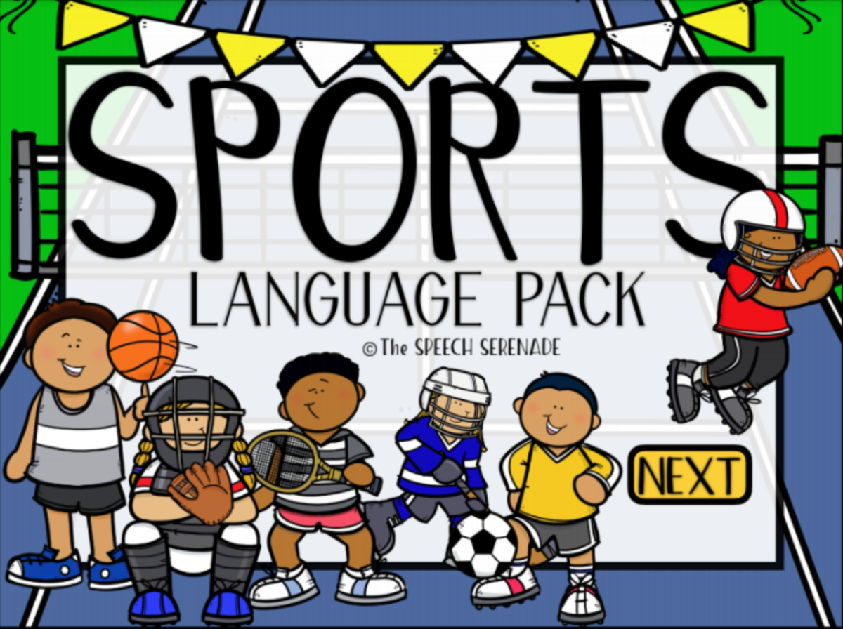 An educational teaching resource from Intrepid Speech Therapy Materials entitled NO PRINT Sports Theme Receptive Expressive Language Activities Pack downloadable at Teach Simple.