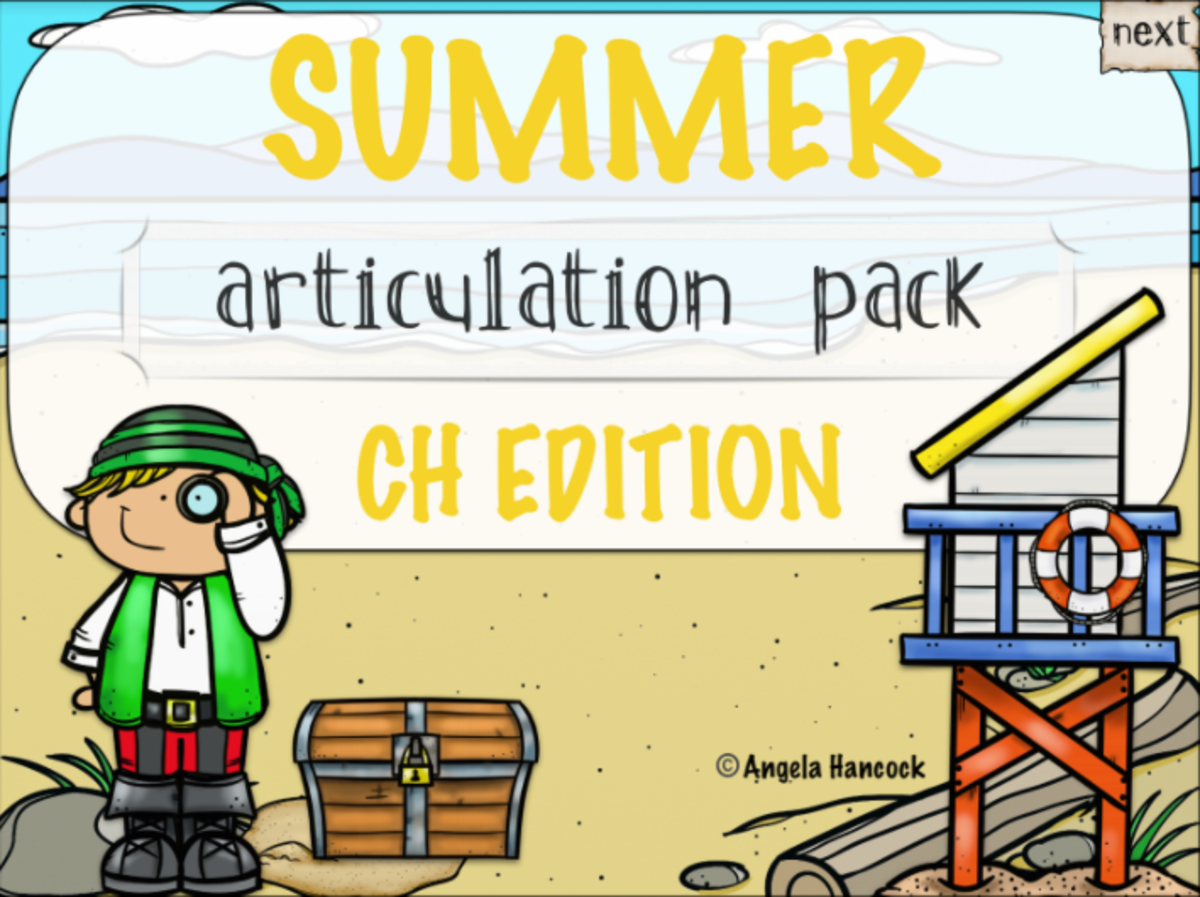 An educational teaching resource from Intrepid Speech Therapy Materials entitled NO PRINT Summer Articulation CH Edition downloadable at Teach Simple.