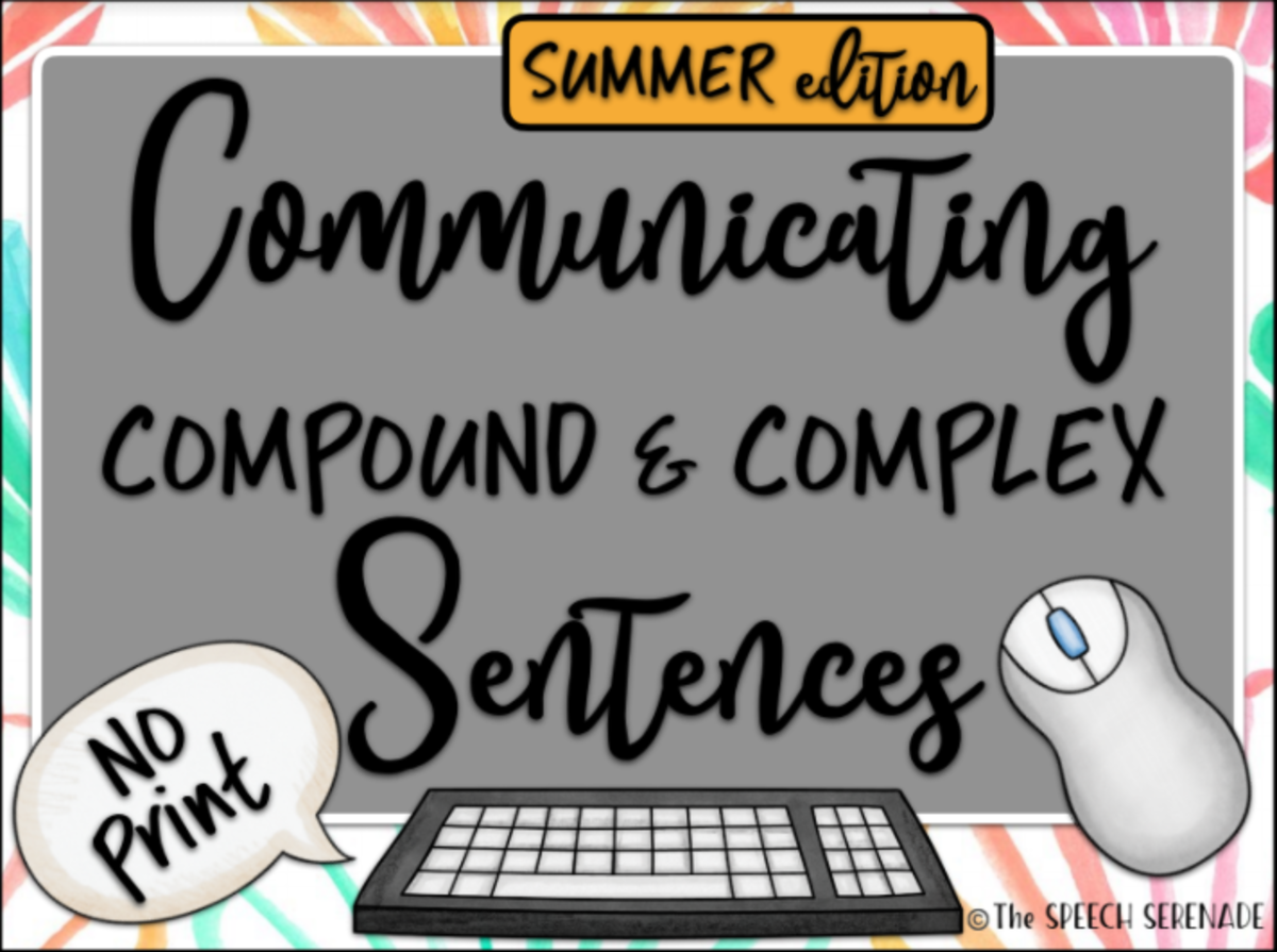 An educational teaching resource from Intrepid Speech Therapy Materials entitled NO PRINT Summer Communicating Compound & Complex Sentences for Distance Learning downloadable at Teach Simple.