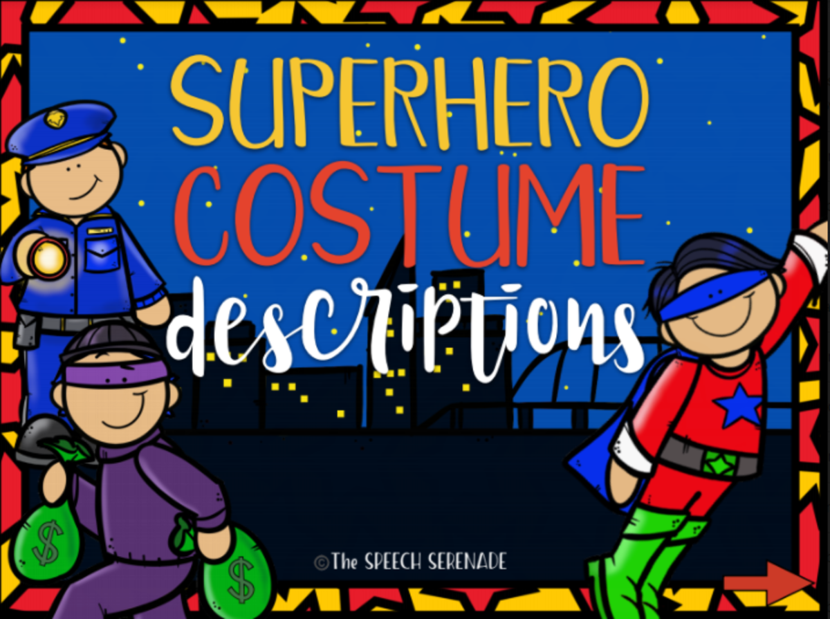 An educational teaching resource from Intrepid Speech Therapy Materials entitled NO PRINT Superhero Costume Descriptions for Distance Learning downloadable at Teach Simple.