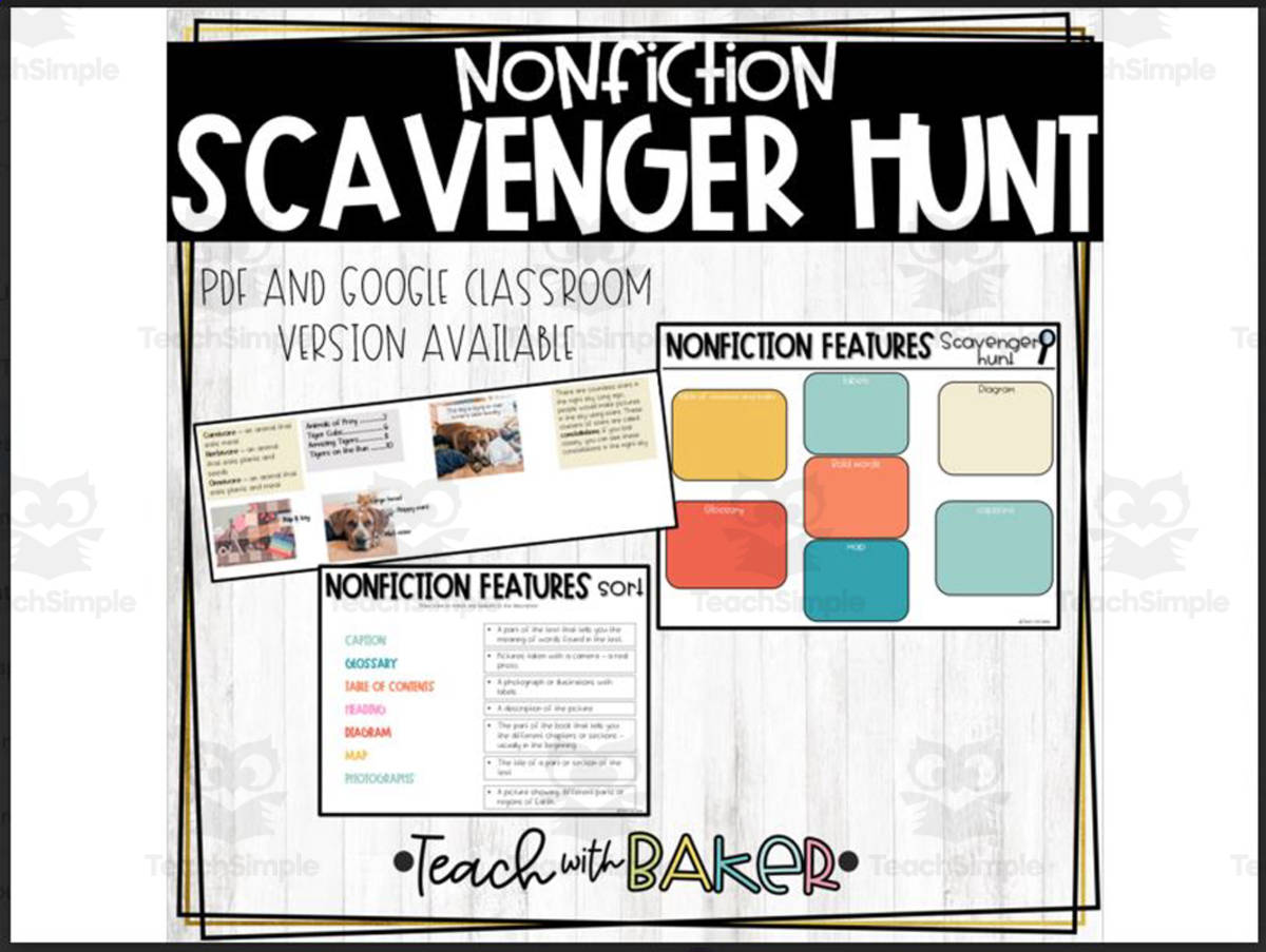 An educational teaching resource from Teach With Baker entitled Non Fiction Features downloadable at Teach Simple.