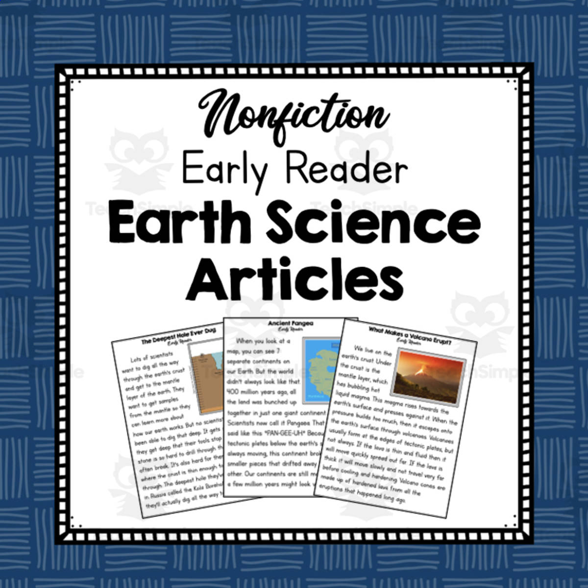 An educational teaching resource from Simply Schoolgirl entitled Nonfiction Early Reader: Earth Science Articles downloadable at Teach Simple.