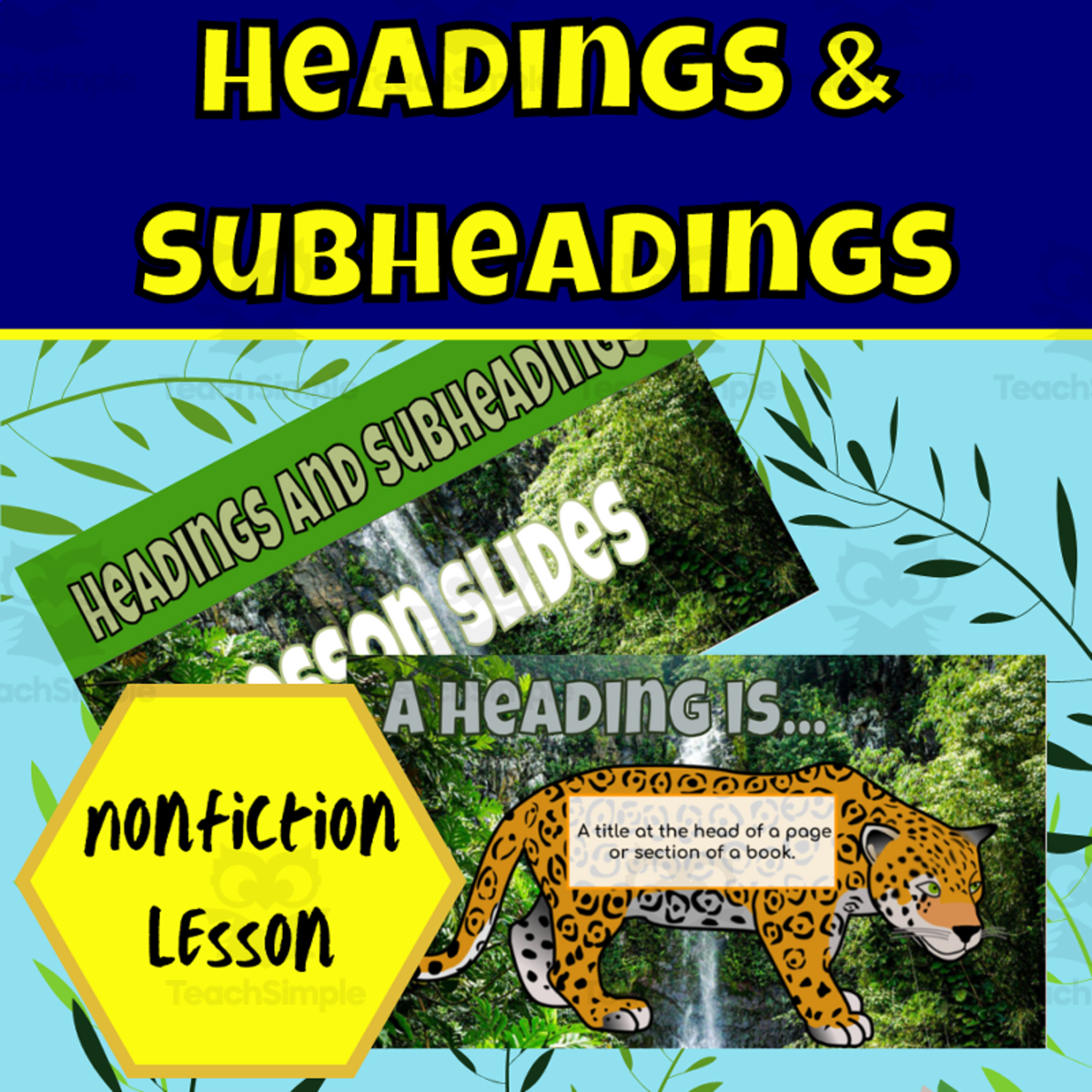 An educational teaching resource from Ezee 101 entitled Nonfiction headings and subheadings lesson rainforest downloadable at Teach Simple.