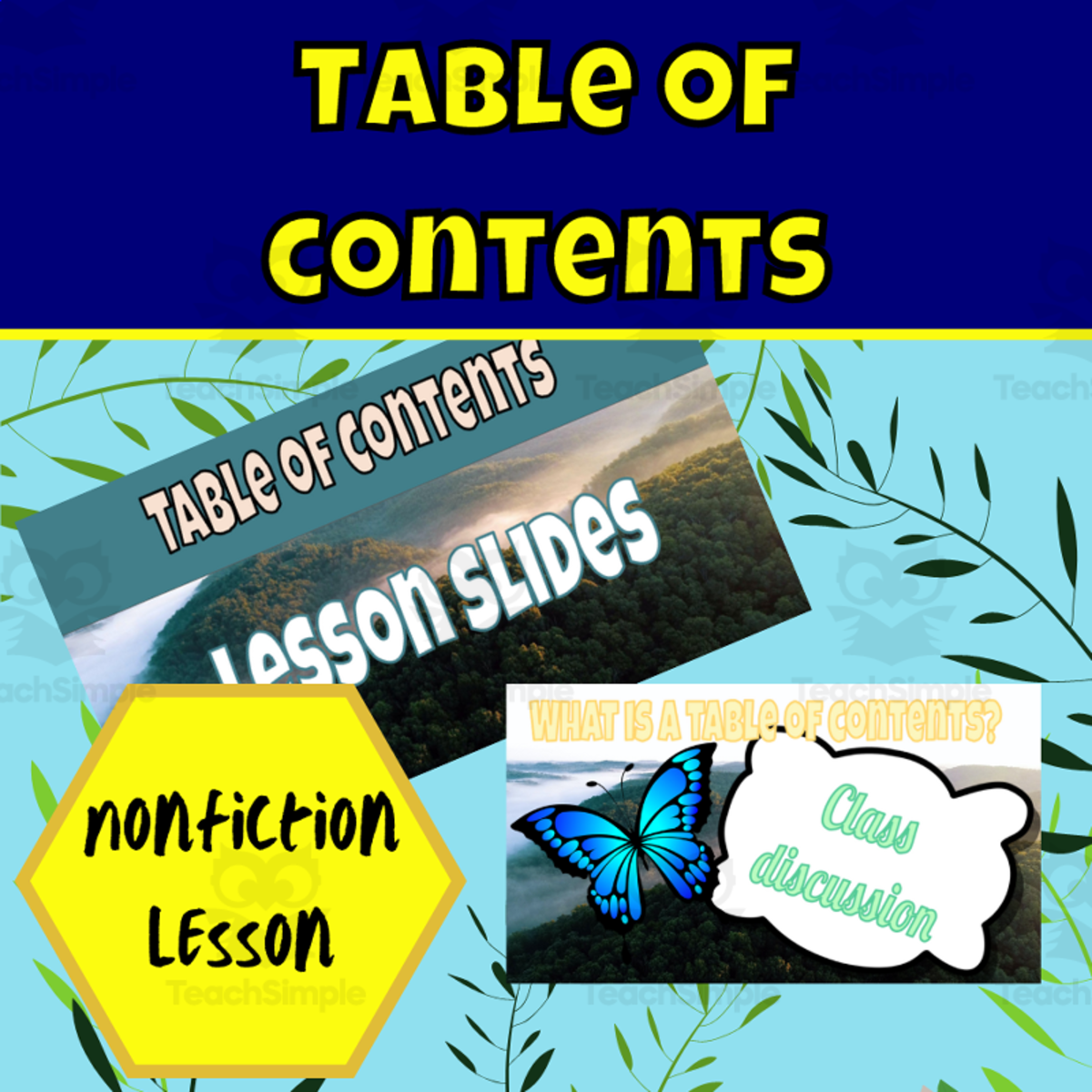 An educational teaching resource from Ezee 101 entitled Nonfiction table of contents lesson rainforest downloadable at Teach Simple.