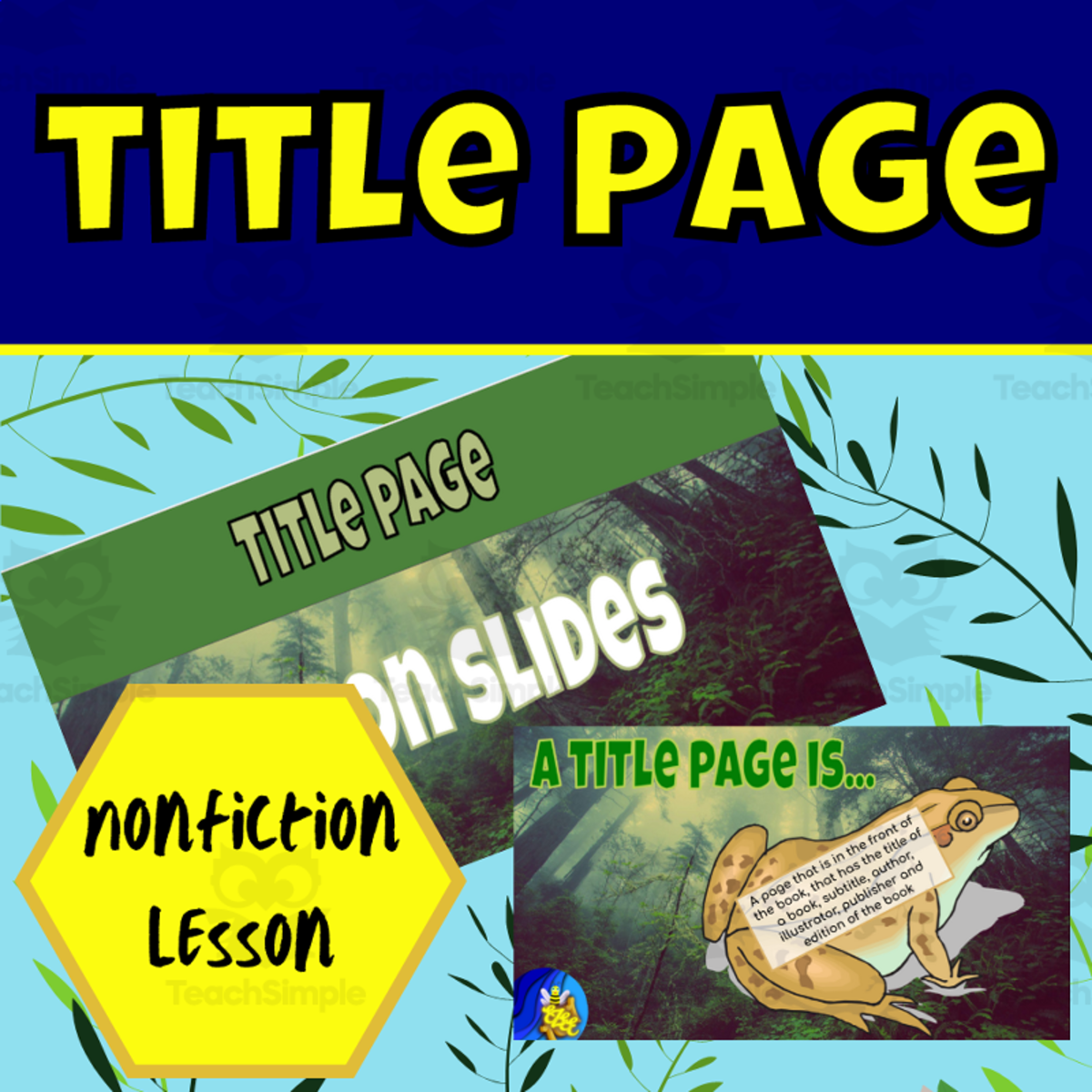 An educational teaching resource from Ezee 101 entitled Nonfiction Title page lesson downloadable at Teach Simple.