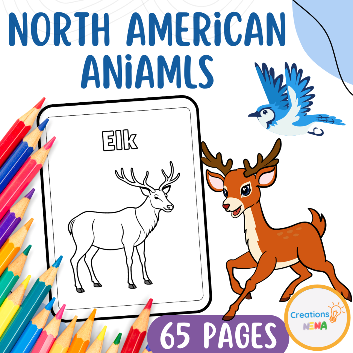 An educational teaching resource from Nena Creations entitled North American Animals Coloring Sheets. downloadable at Teach Simple.