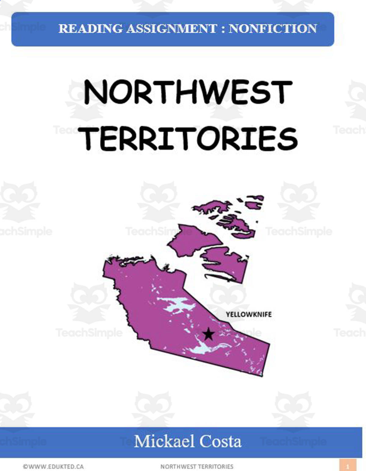 An educational teaching resource from Learn it ANY way entitled Northwest territories (#1378) downloadable at Teach Simple.
