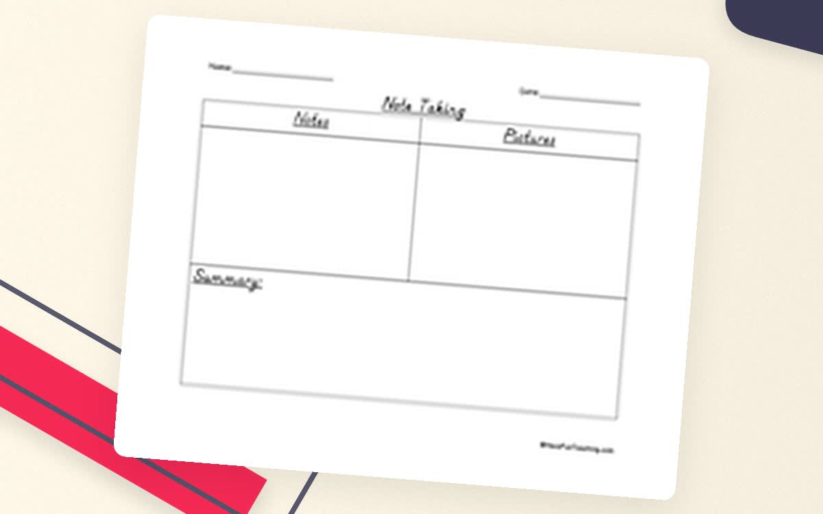 An educational teaching resource from Have Fun Teaching entitled Note Taking Worksheet downloadable at Teach Simple.