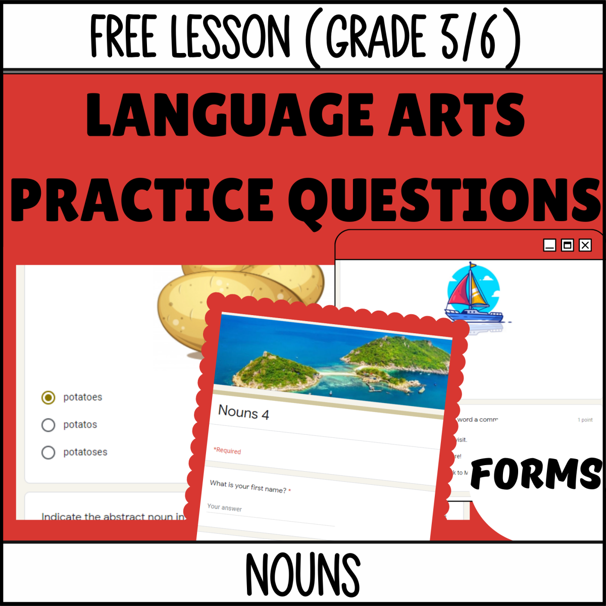 An educational teaching resource from Cored Education entitled Nouns Sample Lesson - Grammar Grade 5-6 (Forms) downloadable at Teach Simple.