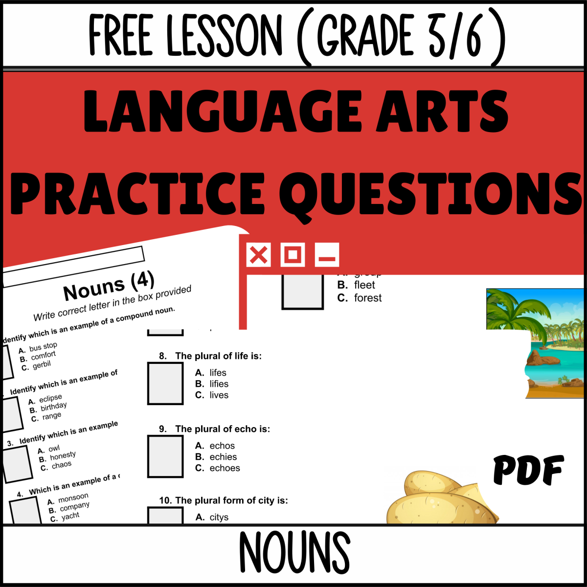 An educational teaching resource from Cored Education entitled Nouns Sample Lesson - Grammar Grade 5-6 (PDF) downloadable at Teach Simple.