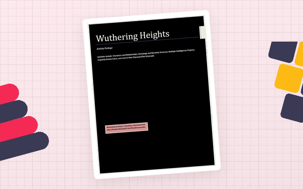 An educational teaching resource from The Education Lab entitled Novel Study Guide: Wuthering Heights downloadable at Teach Simple.
