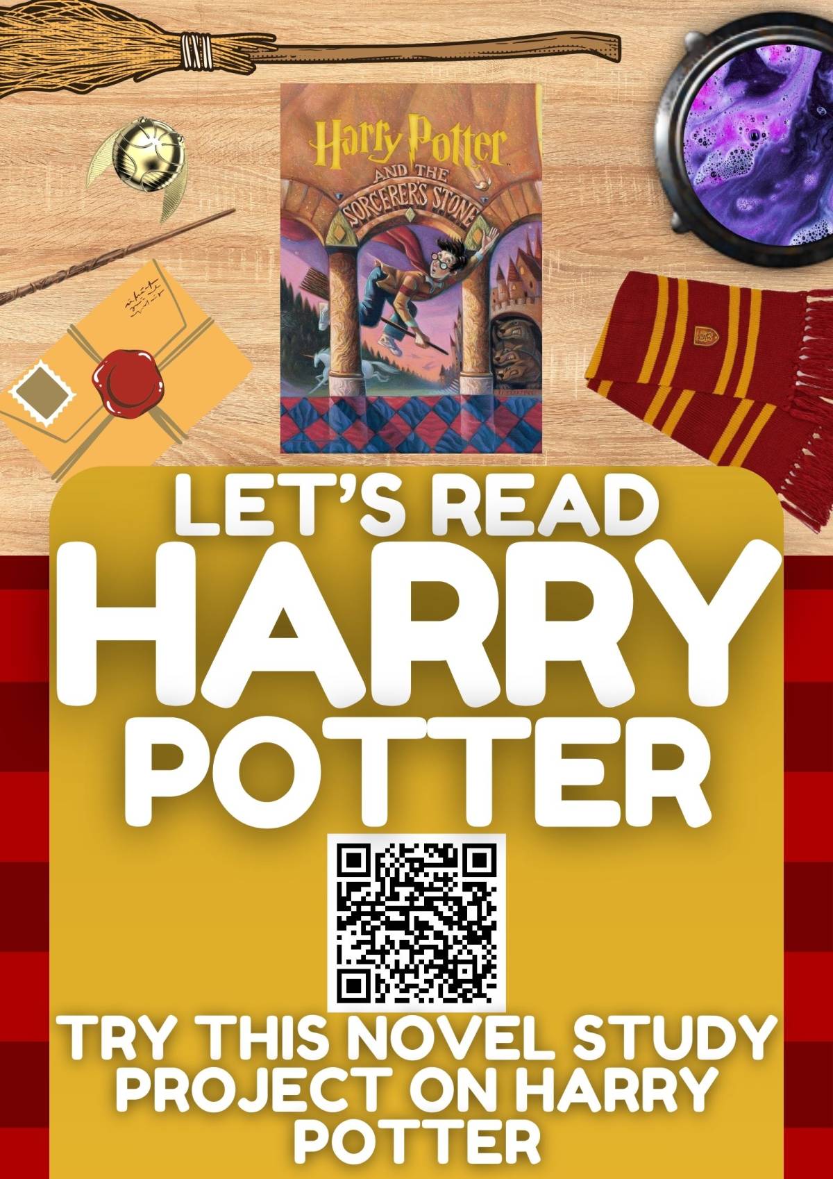An educational teaching resource from Learning with Alan entitled Novel Study Project on Harry Potter and the Sorcerer's Stone downloadable at Teach Simple.